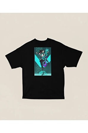 Oyun Karakteri Baskılı Unisex Oversize Sagge Valoorant Tişört