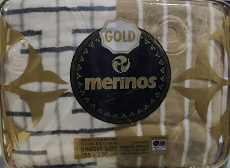 Merinos Gold 2 Kg Tek Kişilik Battaniye 155x220 Gri Hardal Rengi