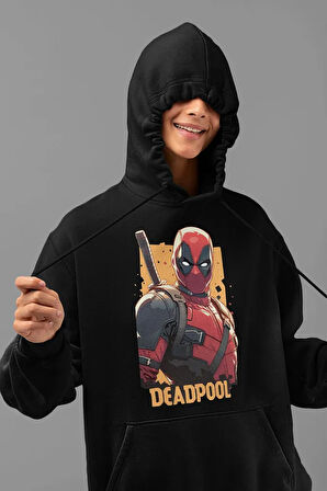Marvel Deadpool Baskılı Unisex Oversize Hoodie