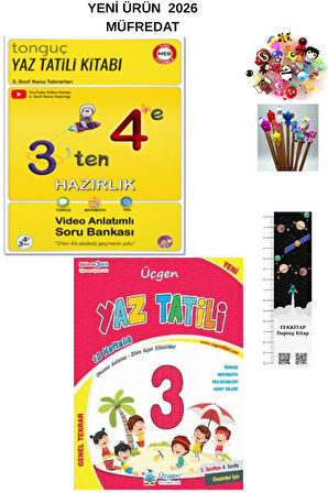 Tonguç 3’ten 4’e Hazırlık Kitabı -ÜÇGEN 3 ten 4 Yaz Tatili Kitabı 2 KİTAP(KALEM B. + UZAY A.)