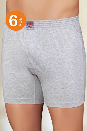 Erkek Gri 6'lı Paket Penye Pamuk Boxer ME010