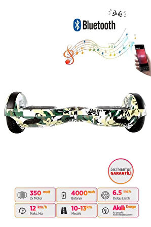 Citymate Hoverboard Elektrikli Kaykay Bluetooth Hoparlörlü 6.5 inch Yeşil Kamuflaj