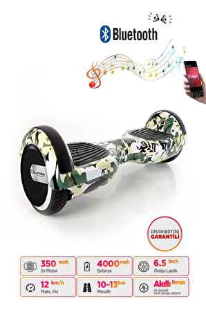 Citymate Hoverboard Elektrikli Kaykay Bluetooth Hoparlörlü 6.5 inch Yeşil Kamuflaj