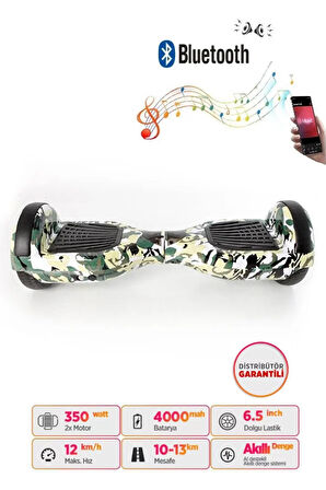 Citymate Hoverboard Elektrikli Kaykay Bluetooth Hoparlörlü 6.5 inch Yeşil Kamuflaj
