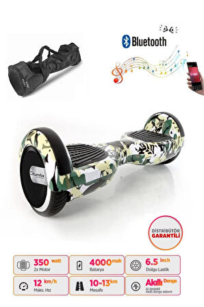Citymate Hoverboard Elektrikli Kaykay Full Ledli  Bluetooth Hoparlörlü 6.5 Inch Çanta Hediyeli Yeşil Kamuflaj