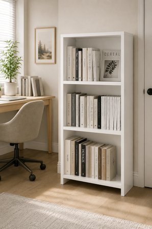 MDF Kitaplık 3 Gözlü Raflı Çok Amaçlı Ofis Dolabı 104x55x23 cm