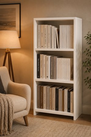 MDF Kitaplık 3 Gözlü Raflı Çok Amaçlı Ofis Dolabı 104x55x23 cm