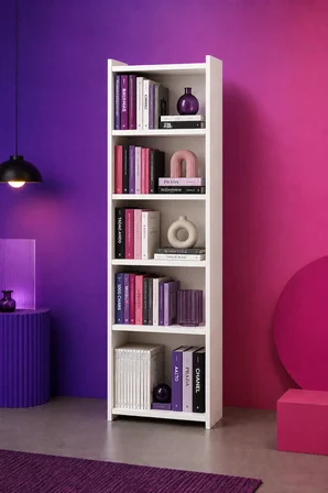 Nova 6 Raflı Beyaz MDF Modüler Kitaplık 55x23x208 cm