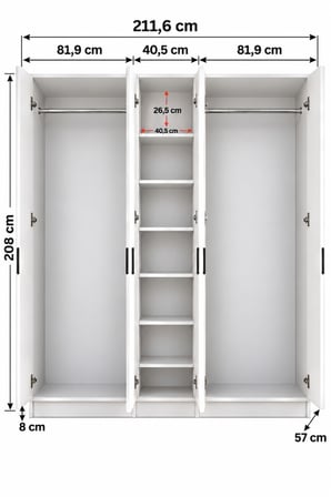 LORENZA 5 Kapaklı Gardırop