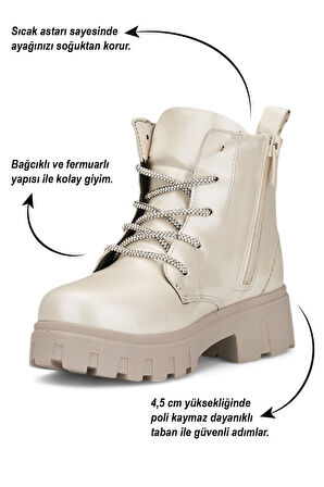 Günlük Çocuk Bot Rugan Çiçekli Taşlı Bağcıklı Fermuarlı Rugan Kalın Tıtrıklı Taban Bootie 600