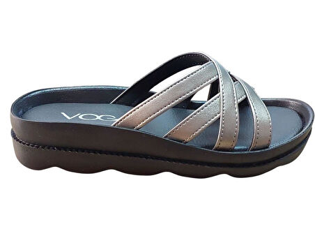 VOGA 1727 PLATİN CİLT DÜZ TABAN COMFORT CASUAL GÜNLÜK TERLİK