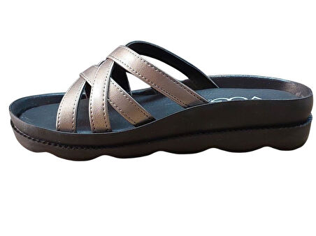 VOGA 1727 PLATİN CİLT DÜZ TABAN COMFORT CASUAL GÜNLÜK TERLİK