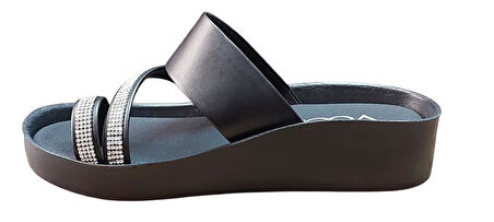 VOGA 1400 181 SİYAH CİLT TAŞLI PARMAK ARASI GÜNLÜK ANATOMİK TERLİK