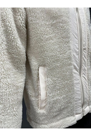 Erkek Ekru Peluş Rüzgar Geçirmez Welsoft Çift Kışlık Mont