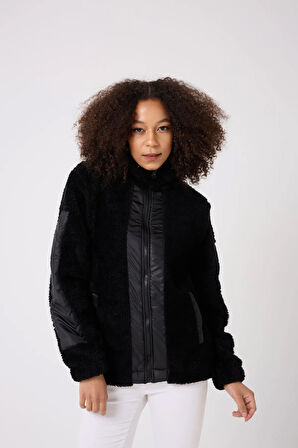 Kadın Siyah Rüzgar Geçirmez Welsoft Çift Kışlık Mont