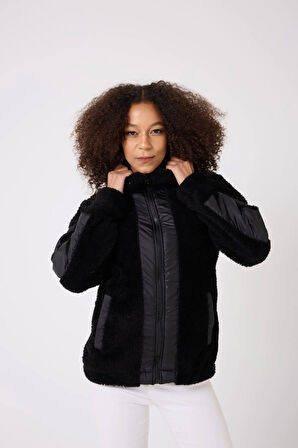 Kadın Siyah Rüzgar Geçirmez Welsoft Çift Kışlık Mont