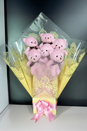 Sole Sevgiliye Özel: Romantik Dantelli Konsept Pembe Peluş Ayıcık Buketi