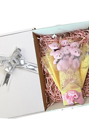 Sole Sevgiliye Özel: Romantik Dantelli Konsept Pembe Peluş Ayıcık Buketi