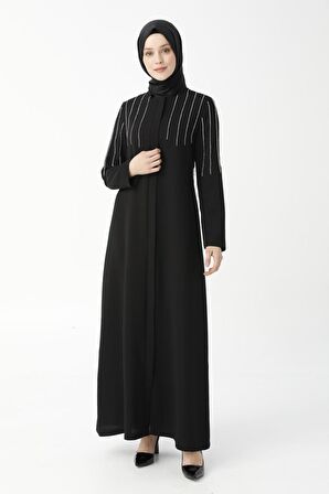 Omzu Su Taşlı Siyah Ferace