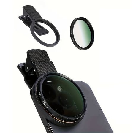 52mm CPL Polarize Telefon Kamera Filtresi Klipsli Döner Yansıma ve Parlama Azaltıcı Lens