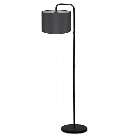 Suitable Metal Gövdeli Antrasit Kumaş Başlık Çok Amaçlı Lambader Salon Köşe Lambası