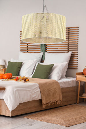 Roll Tasarım Hasır Sarkıt Avize Salon Oturma Odası Yatak Odası Geniş Silindir Avize