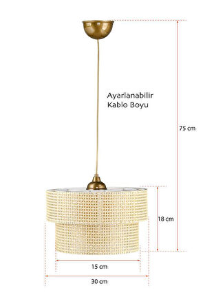 Rattan Otantik Koyu Hasır Kaplama Pasta Sarkıt Yatak Odası Avize Salon Avize Yemek Odası