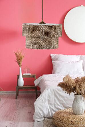 Rakkas Otantik Koyu Kahve Hasır Kaplama Pasta Sarkıt Yatak Odası Avize Salon Avize Yemek Odası