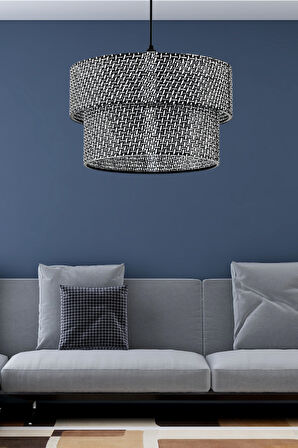 Rakkas Otantik Siyah Hasır Kaplama Pasta Sarkıt Yatak Odası Avize Salon Avize Yemek Odası