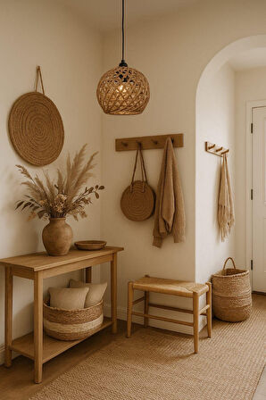 Handmade Jüt Örme Tekli Top Şeklinde Sarkıt Hol Antre Çocuk Odası Kafe Avize