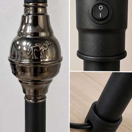 Enderun Tripod Metal Ayaklı Lambader Siyah Hazır Başlık Köşe Lambası Salon Aydınlatması