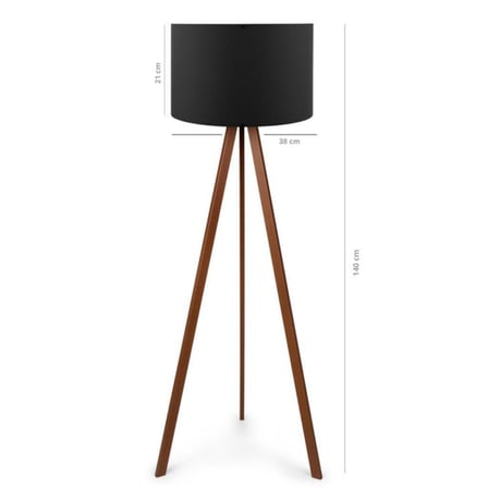Pratik Tripod Lambader ve İki Adet Ahşap Üç Ayaklı Abajur Ceyiz Seti Siyah Kumaş