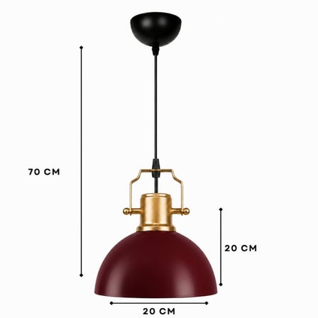 Haus Minimal Gold Detaylı Metal Wine Red Sarkıt Küçük Alanlara Uygun Mutfak Koridor Avize