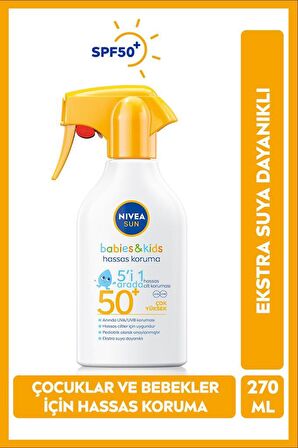 Baby Bebek ve Çocuklar İçin Güneş Spreyi 270ml, SPF50, Hassas Güneş Koruması, Ekstra Suya Dayanıklı