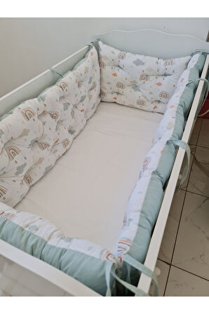 60 x 120 - Bebek Beşik Kenar Koruma Takımı - 40 cm Yükseklik, Yıkanabilir