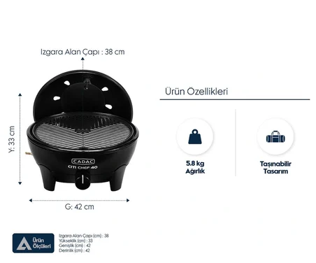 Cadac Citi Chef 40 Gazlı Mangal-SİYAH
