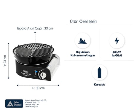 Cadac Safari Chef Compact 30 Kartuşlu Gazlı Izgara