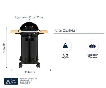 Cadac Citi Chef 50 Gazlı Barbekü - Kapaklı, Taşınabilir, Siyah, Kolay Montaj Mangal