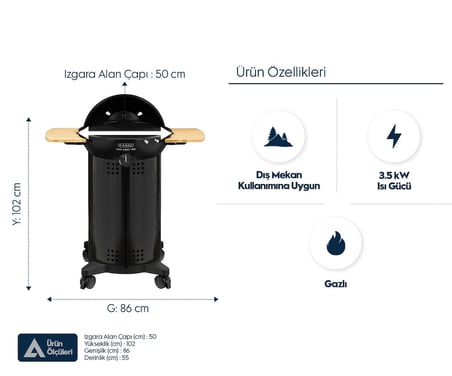 Cadac Citi Chef 50 Gazlı Barbekü - Kapaklı, Taşınabilir, Siyah, Kolay Montaj Mangal