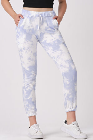 As Collection Mavi Pamuklu Beli Lastikli Kordonlu Kadın Eşofman Altı