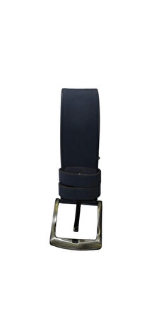 Erkek Suni Deri 4 cm Kot Ve Kanvas Pantolon Lacivert Kemer