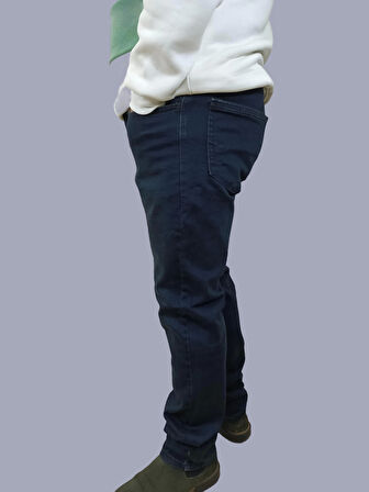 Erkek Denim Yüksek Bel Fermuarlı Regular Fit Likralı Yeşil Tint Kot Pantolon