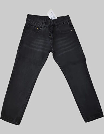Erkek Çocuk Denim Siyah Taşlamalı Kot Pantolon