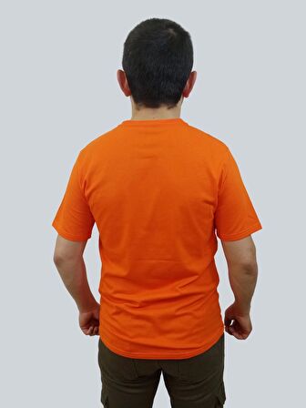 Erkek Outside Sıfır Yaka Basic Turuncu Tişört