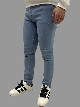 Erkek Dar Paça Tırnaklı NewOne Buz Mavisi Kot Pantolon