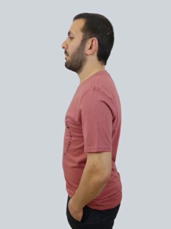 Erkek Spıralling Sıfır Yaka Basic Gül Kurusu Tişört