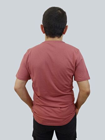 Erkek Spıralling Sıfır Yaka Basic Gül Kurusu Tişört
