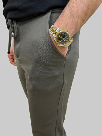 Erkek Runner Jogger Düğmeli Fermuarlı Bağcıklı Haki Kargo Pantolon