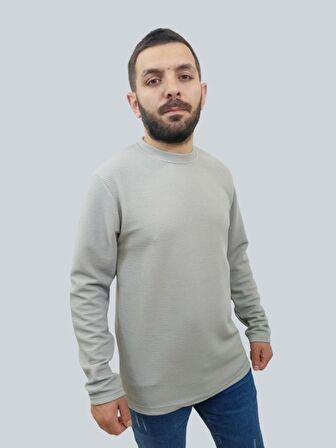 Erkek Ottoman Uzun Kol Gri Sweatshirt