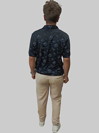 Erkek Beli Lastikli Bağcıklı Çakıl Taşlı Sahte Patlı Krem Jogger Pantolon